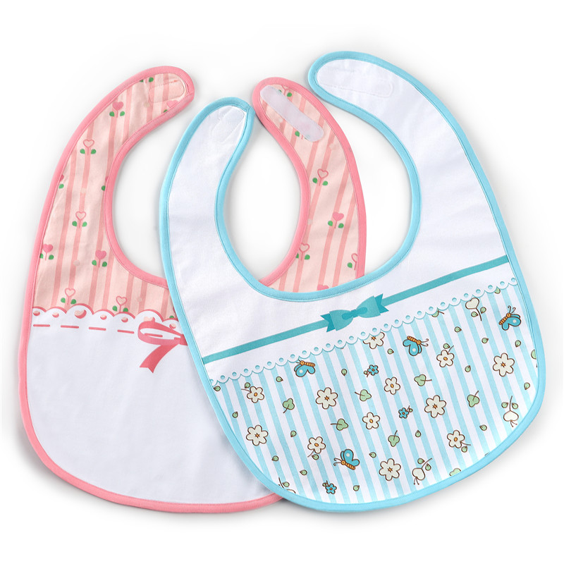 Pink and Blue Floral Babydoll Bib Set