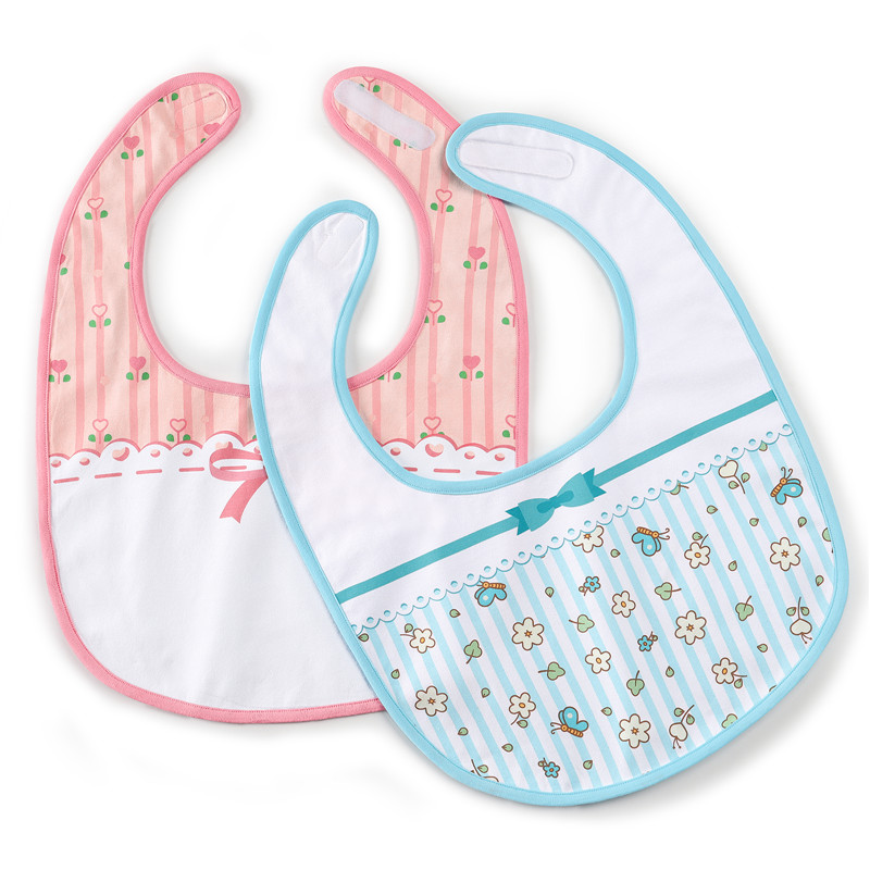 Pink and Blue Floral Babydoll Bib Set