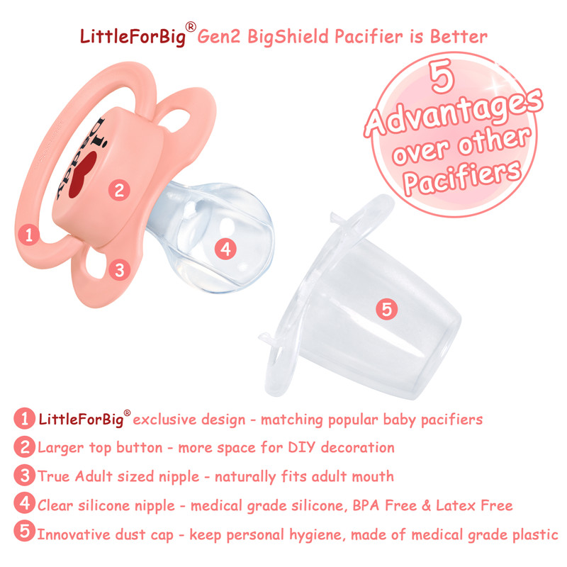 Gen2 BigShield Pacifier I Love Daddy Pattern Pink