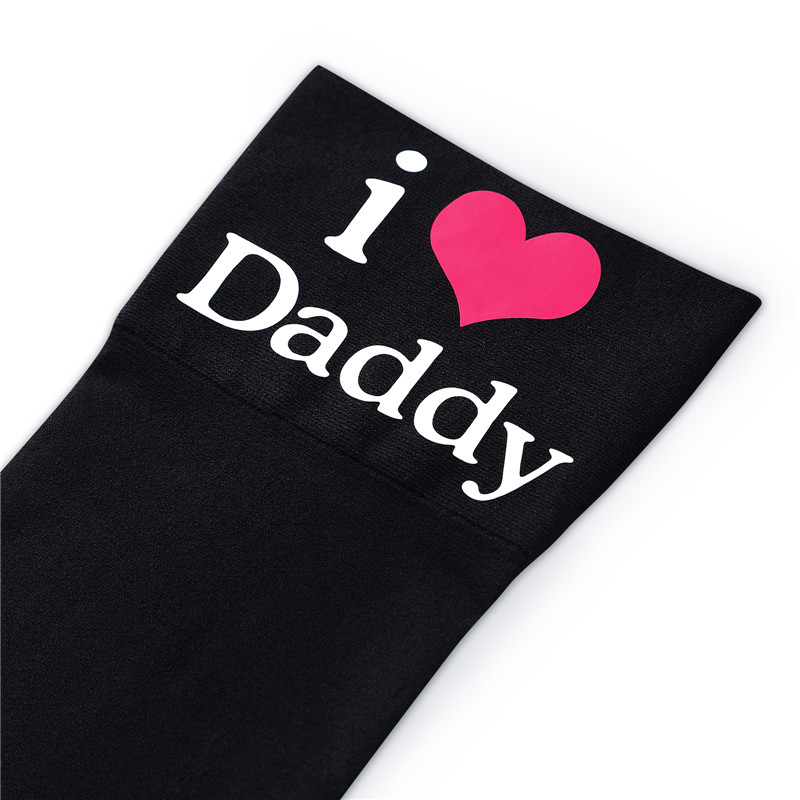 I Love Daddy Print Silk Stockings