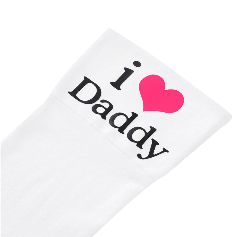 I Love Daddy Print Silk Stockings
