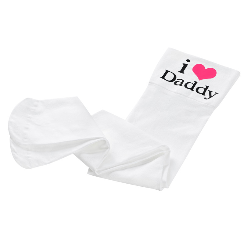I Love Daddy Print Silk Stockings
