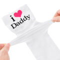 I Love Daddy Print Silk Stockings