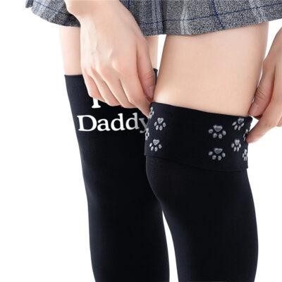 I Love Daddy Print Silk Stockings