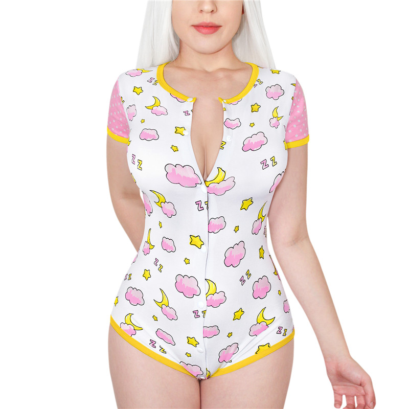 Baby Sleepytime Front Button Onesie Pink