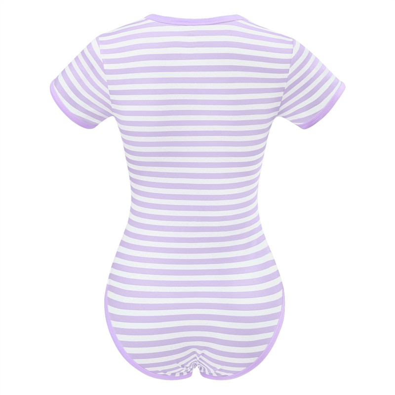 Essential Striped Adult Onesie Purple