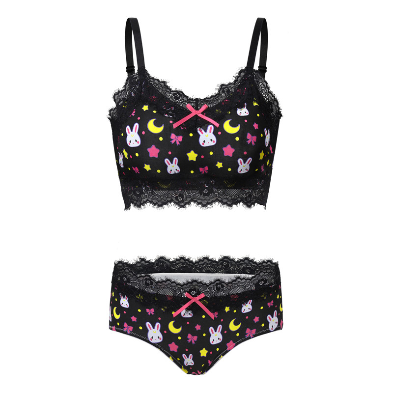 Sweet Usagi Bralette Set Black