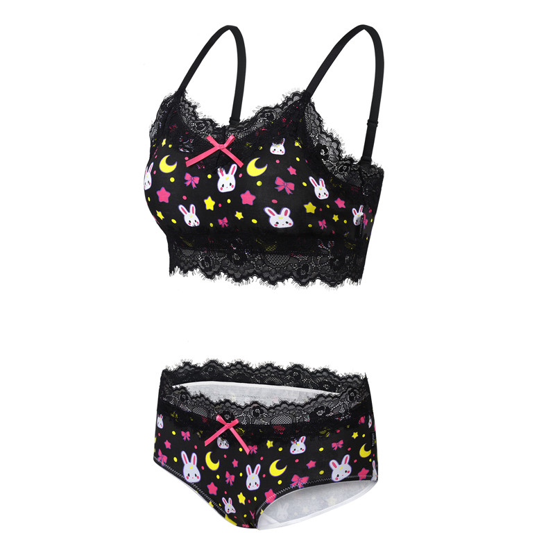 Sweet Usagi Bralette Set Black