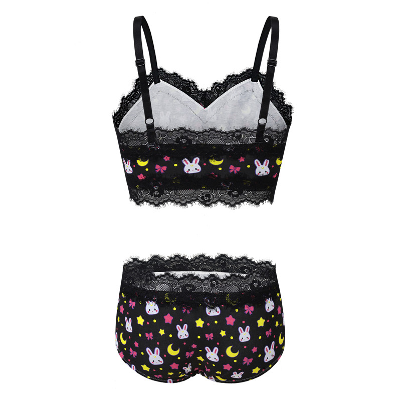 Sweet Usagi Bralette Set Black
