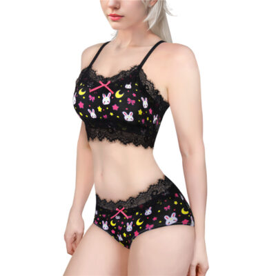 Sweet Usagi Bralette Set Black