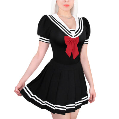 Low Cut Magical Girls Onesie Skirt Set Black