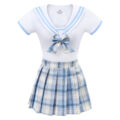 Magical Girl Pastel Plaid Onesie Skirt Set Blue