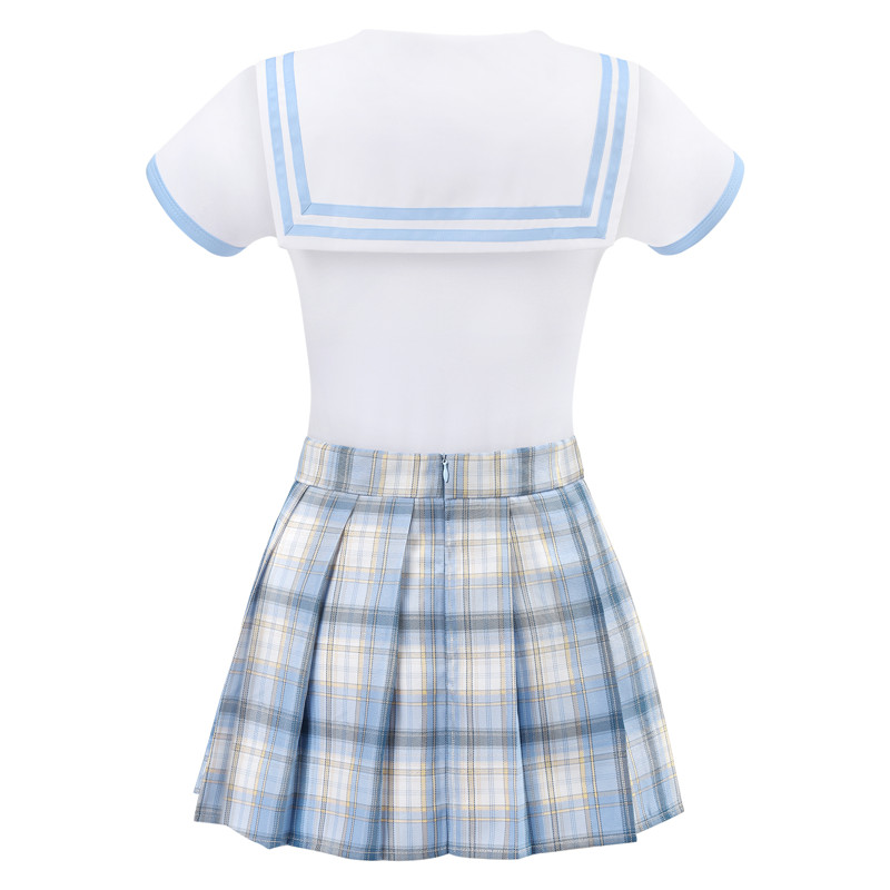 Magical Girl Pastel Plaid Onesie Skirt Set Blue