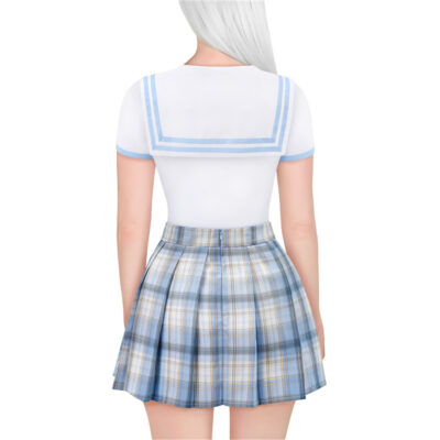 Magical Girl Pastel Plaid Onesie Skirt Set Blue