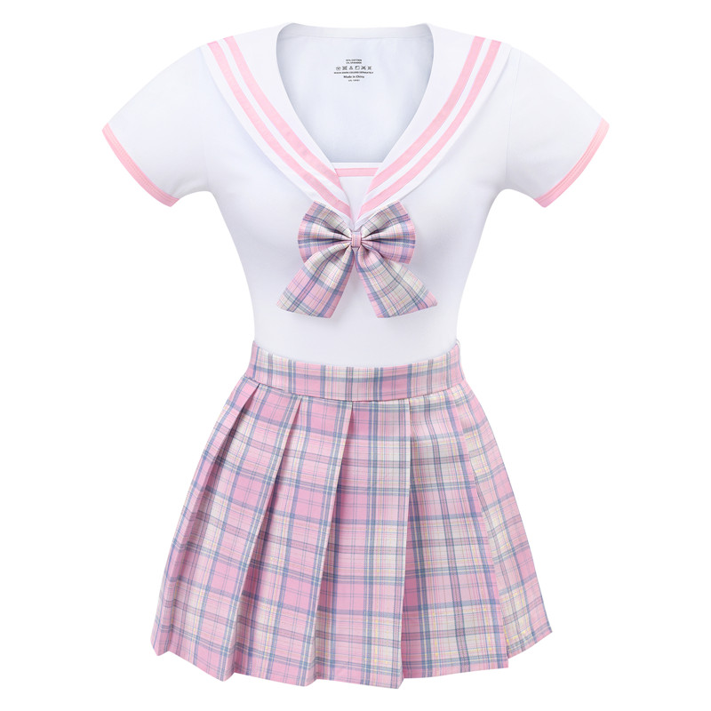 Magical Girl Pastel Plaid Onesie Skirt Set Pink