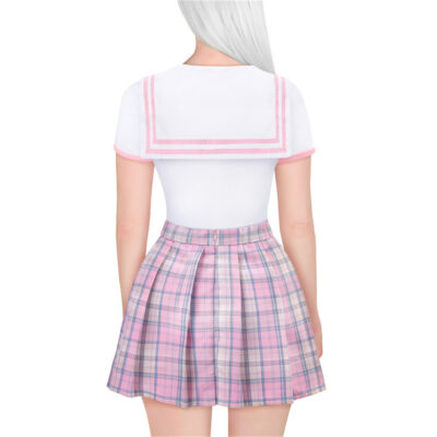 Magical Girl Pastel Plaid Onesie Skirt Set Pink