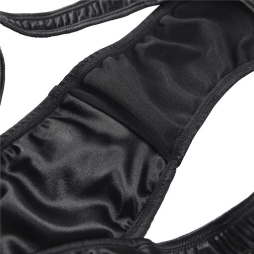 LittleForBig Kleines Geheimnis Tanga Tucking Gaff Höschen Weiche Glatt Kunstleder Verstecken Gaff Shaping Slip für Crossdresser Transgender Individuen schwarz XL