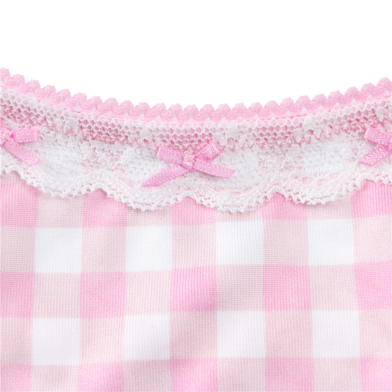 Gingham Lolita Bralette Set Pink