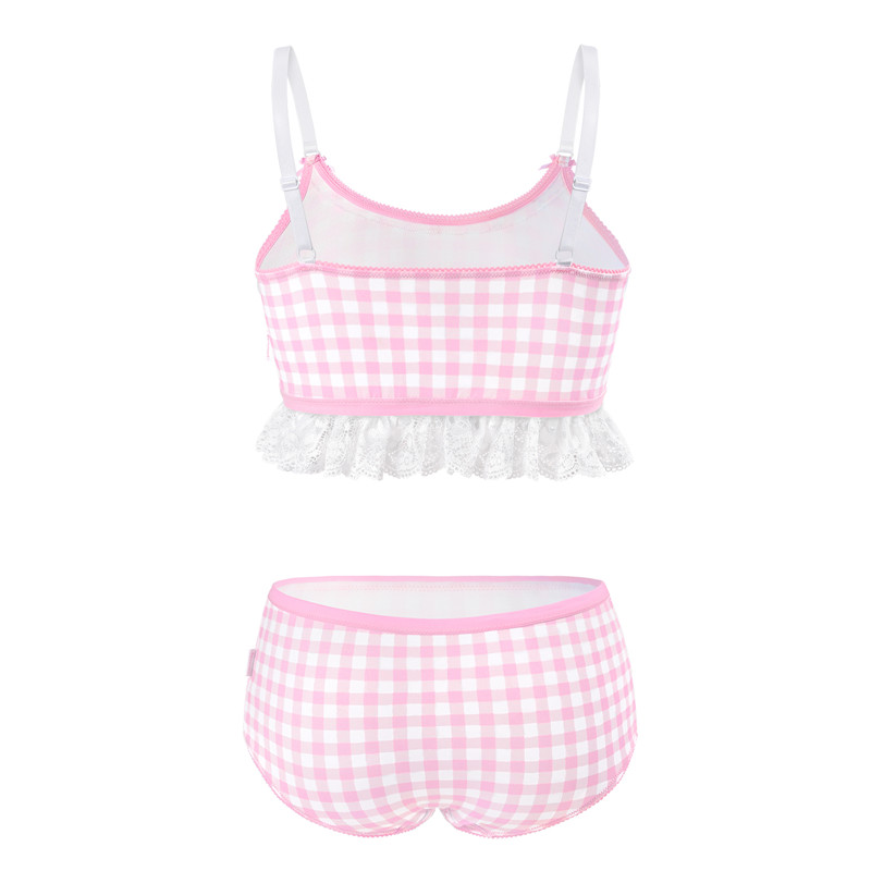 Gingham Lolita Bralette Set Pink