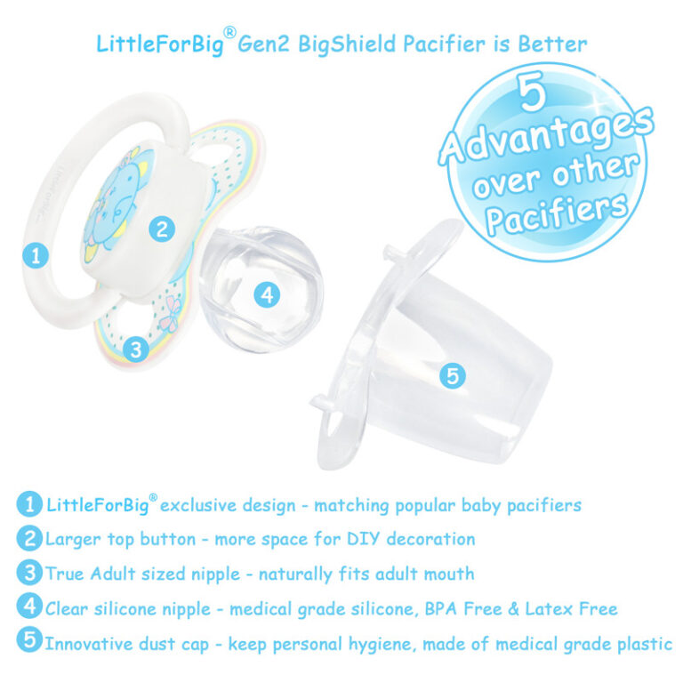 Gen2 BigShield Pacifier Baby Elephant Blue - LittleForBig Cute & Sexy ...