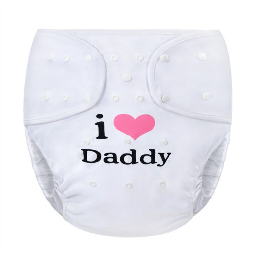 I Love Daddy Adult Diaper Wrap Cover One Size White