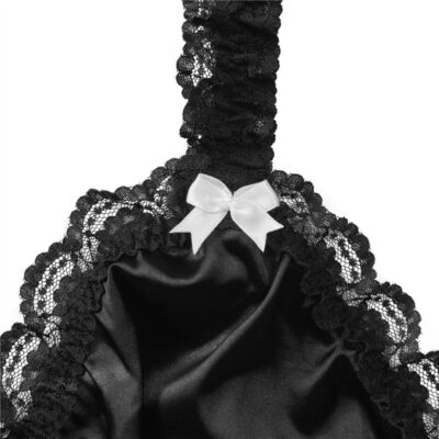 LittleForBig Ensemble de lingerie de nuit unisexe avec bretelles, vêtements de nuit, vêtements de détente, dentelle sissy à volants, brassière en satin réglable, dessous, rose vif, XS