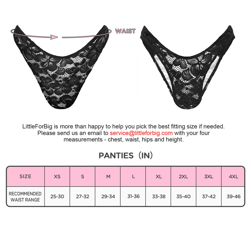 Mesh Flower Thong Tucking Gaff Panties Black