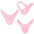 Mesh Flower Thong Tucking Gaff Panties Pink