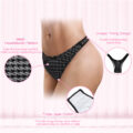 Mesh Houndstooth Thong Tucking Gaff Panties Black