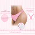 Mesh Houndstooth Thong Tucking Gaff Panties Pink