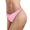 Mesh Houndstooth Thong Tucking Gaff Panties Pink