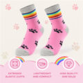 Rainbow Cuff Kitten Paw Cotton Mid Crew Socks 2 Pairs Set