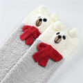 Cute Coral Fleece Thigh High Socks 2 Pairs Set – Scarf Bear & Red Stripe Bear