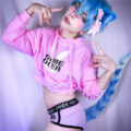 Bunnywatch Cosplay Cropped Hoodie Sweater Pink