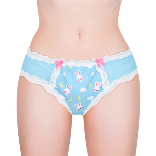 Snuggle Bunny Pattern Tucking Gaff Panties Blue