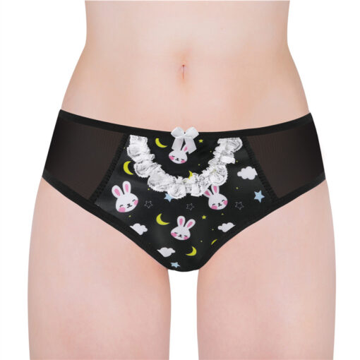 Snuggle Bunny Pattern Tucking Gaff Panties Black