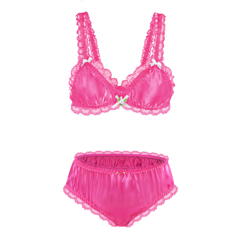SissyUniversity Lacy Frill Bralette Set Rose