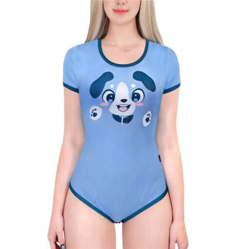 Little Blue Onesie Bodysuit Puppy Pattern