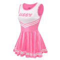 Shiny Satin Cheer Sissy Mini Dress Rose