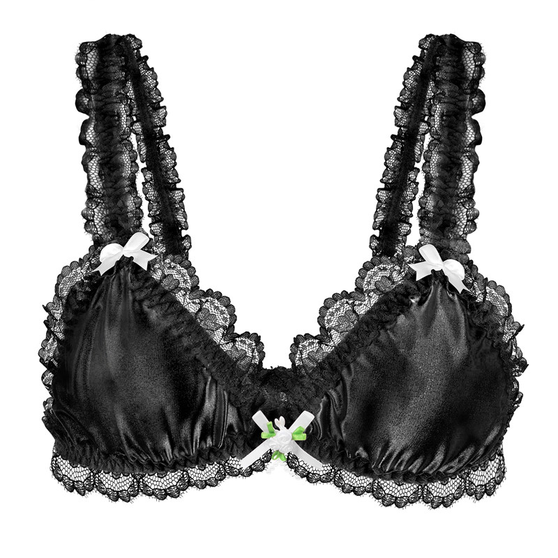 SissyUniversity Lacy Frill Bralette Black