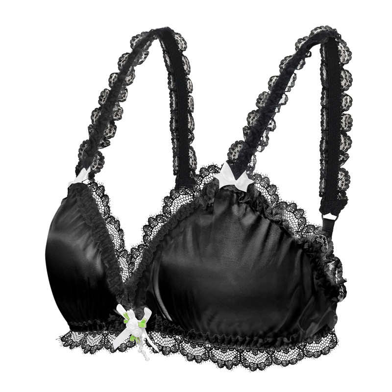 SissyUniversity Lacy Frill Bralette Black