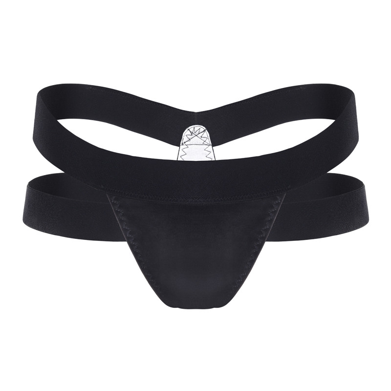 Double Band Thong Tucking Gaff Panties Black