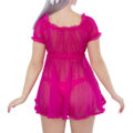 Unisex Mesh Seethrough Babydoll Dress Hot Pink