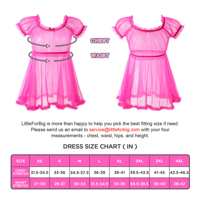 Unisex Mesh Seethrough Babydoll Dress Hot Pink