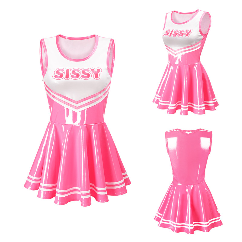 Cheer SissyUniversity Faux Leather Shiny Mini Dress