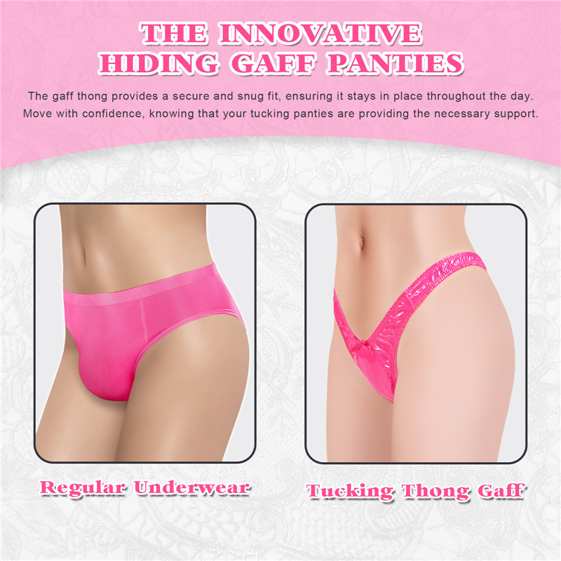 Little Secret Faux Leather Thong Tucking Gaff Panties Hot Pink