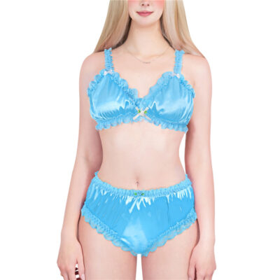 SissyUniversity Lacy Frill Bralette Set Blue