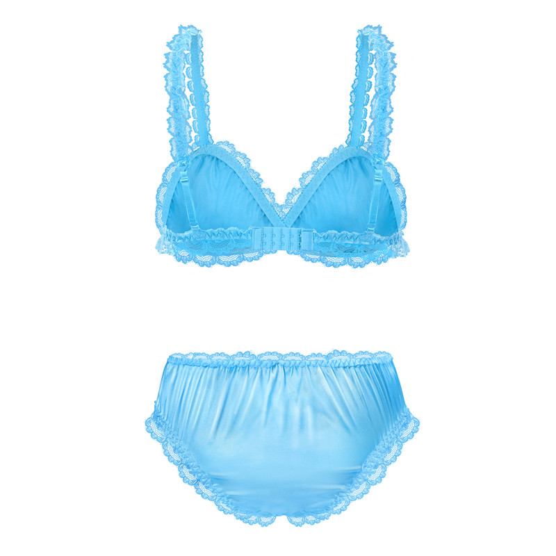 SissyUniversity Lacy Frill Bralette Set Blue