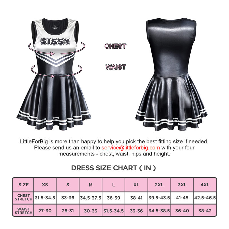 Shiny Satin Cheer SissyUniversity Mini Dress Black