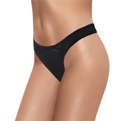 Thick Band Tucking Gaff Thong Panties Black